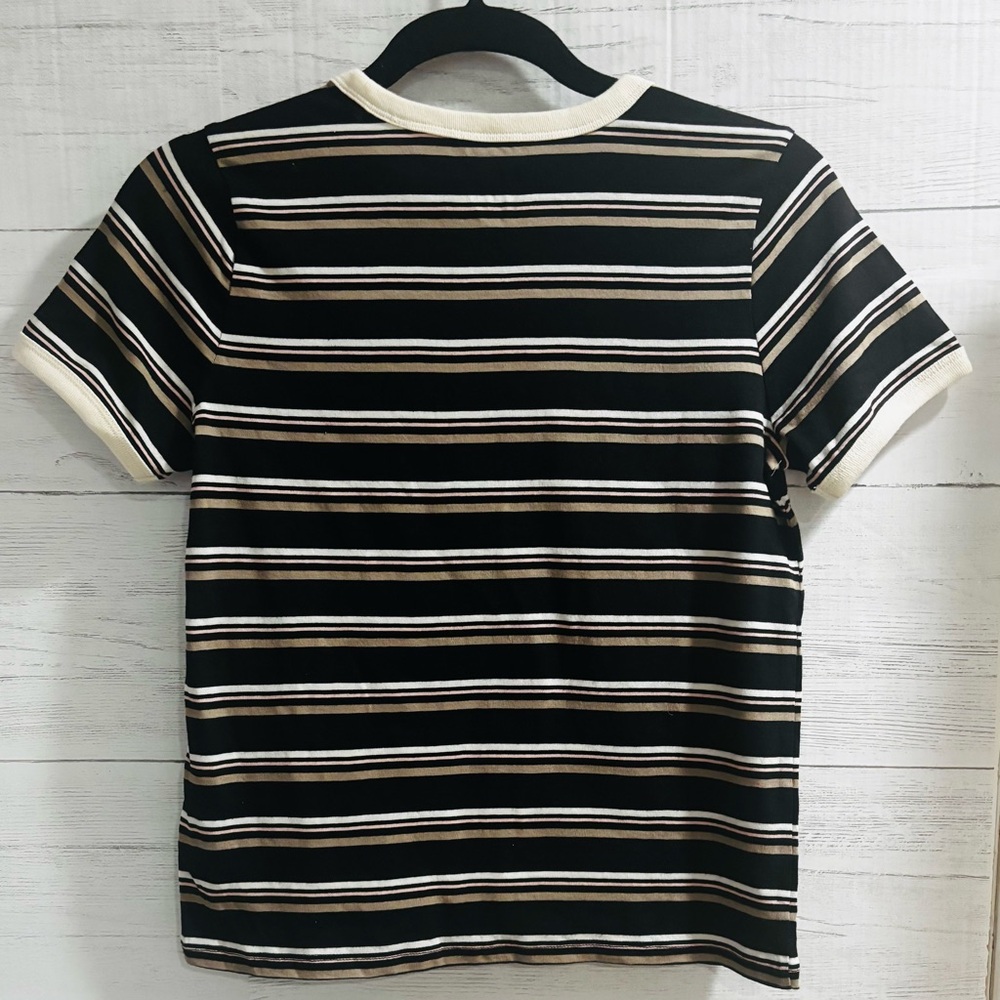 Vans Striped Ringer Tee Shirt Small Black NWT Logo Casual - Picture 3 of 5